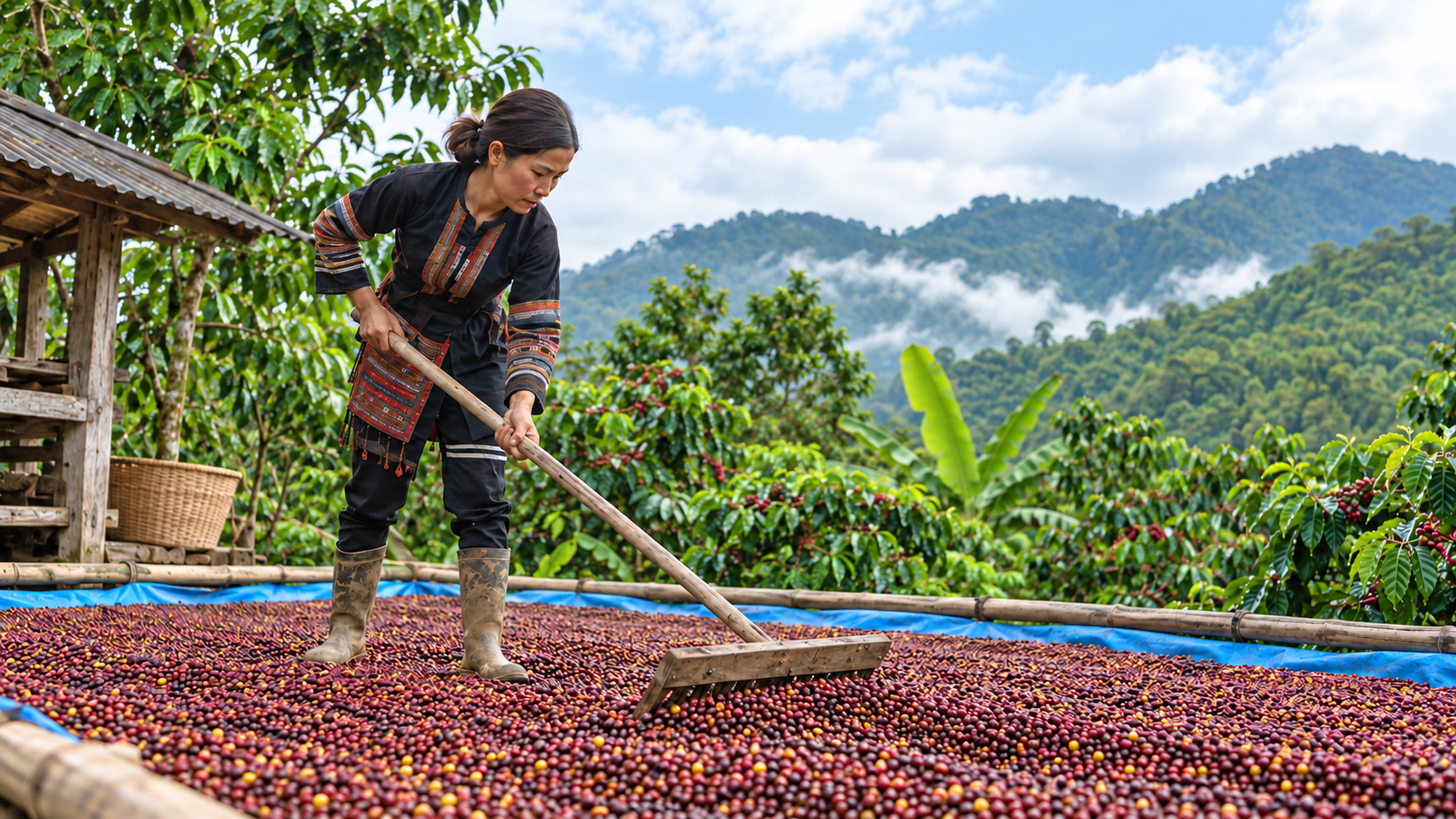 Người nông dân thu hái cà phê cùng Minh Anh Coffee